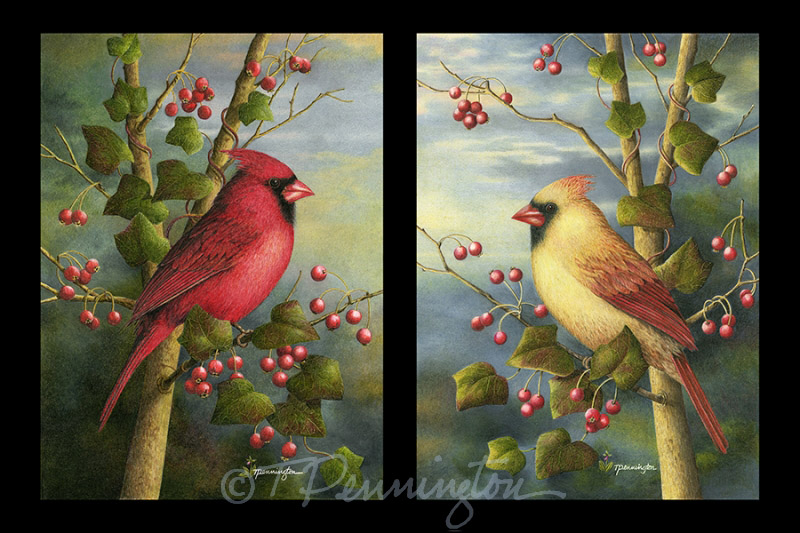 Jewel Tones -- Set of Two Cardinals
